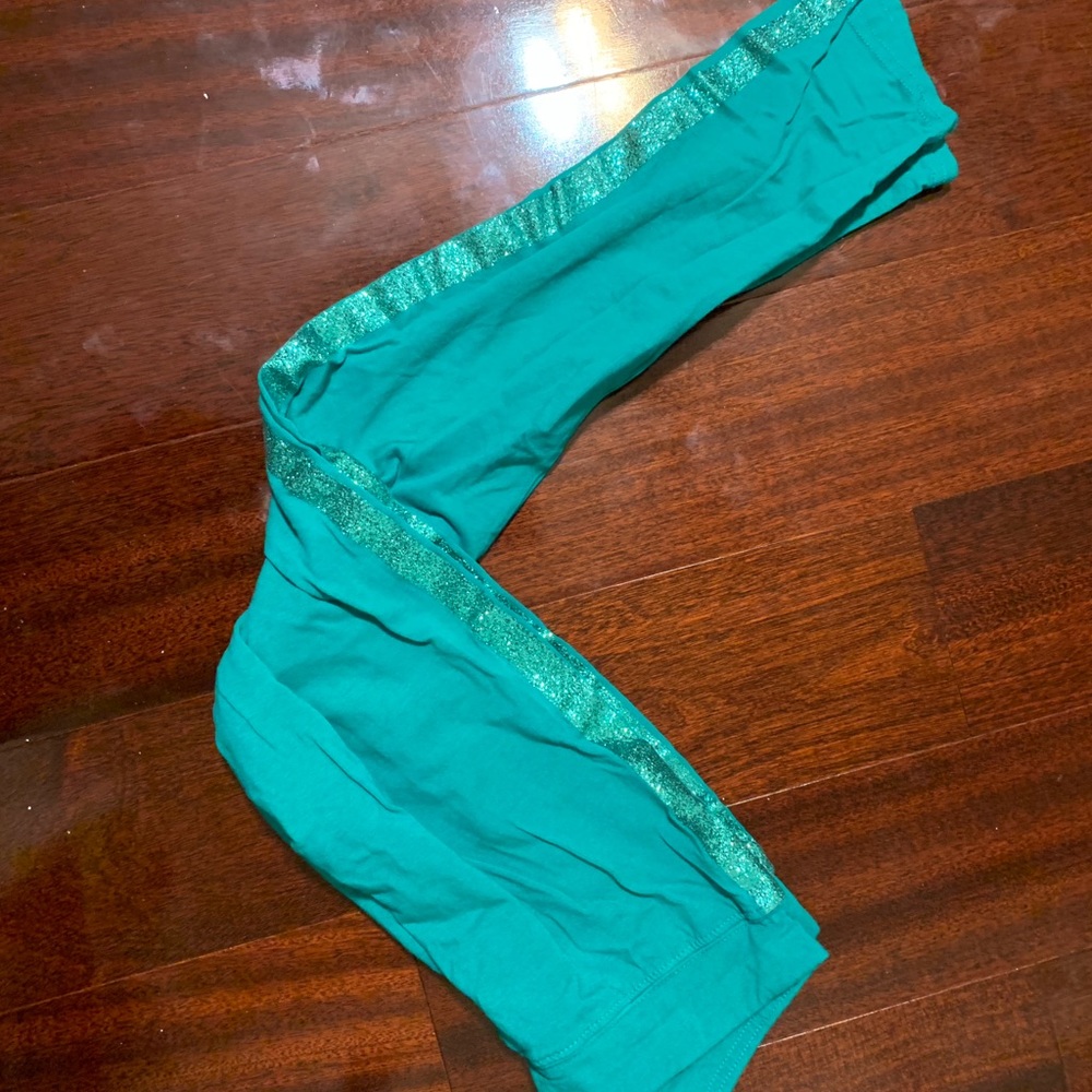 Girl’s Green Sparkle striped pants